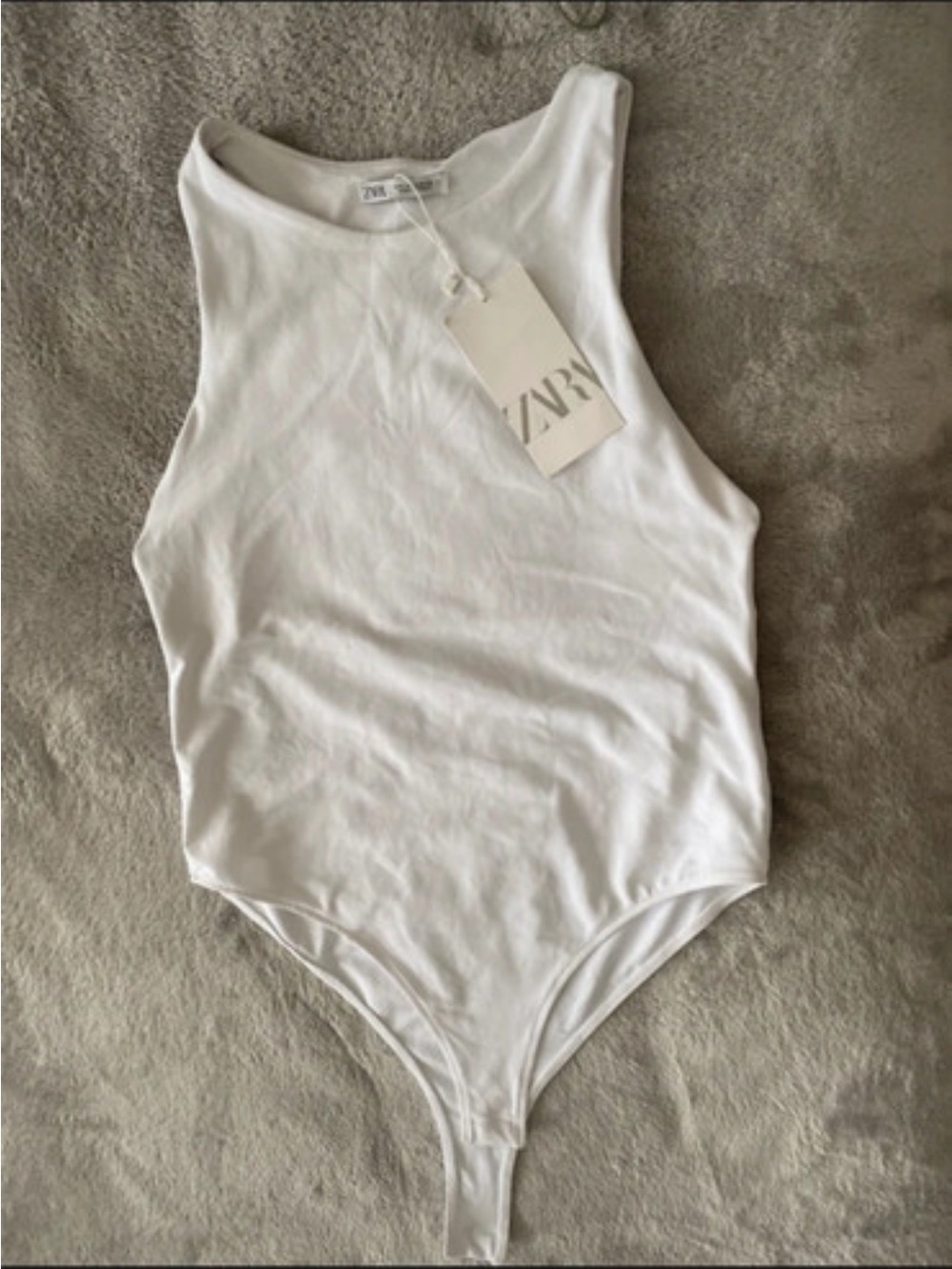 ZARA White Ribbed Sleeveless Kids Bodysuit